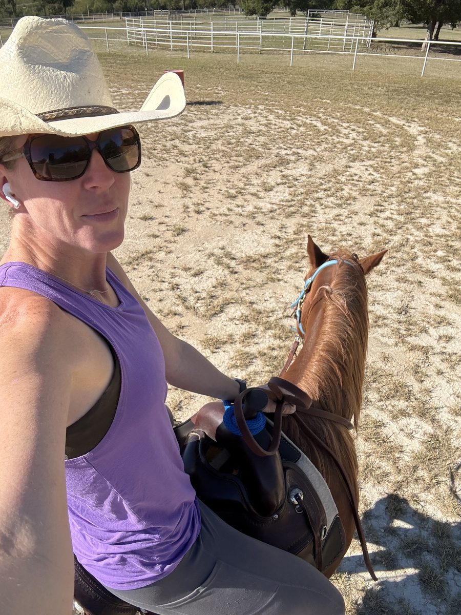 Catherine on horseback at Rigid Ranch