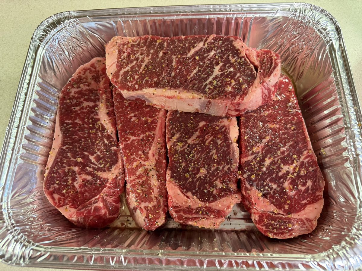 Seasoned Rigid Ranch steaks ready to cook